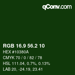 カラーコード: RGB 16.9 56.2 10 | qconv.com