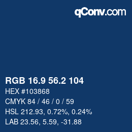 Color code: RGB 16.9 56.2 104 | qconv.com
