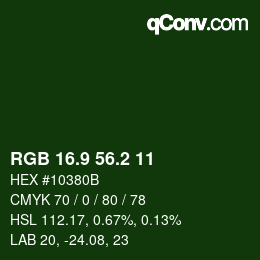 カラーコード: RGB 16.9 56.2 11 | qconv.com