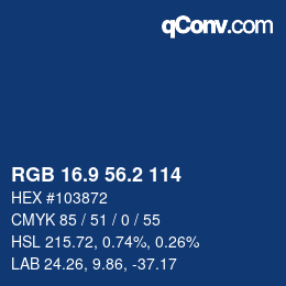 カラーコード: RGB 16.9 56.2 114 | qconv.com