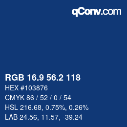 カラーコード: RGB 16.9 56.2 118 | qconv.com