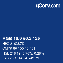カラーコード: RGB 16.9 56.2 125 | qconv.com