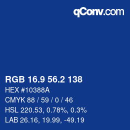 Color code: RGB 16.9 56.2 138 | qconv.com