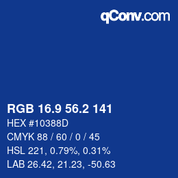 Color code: RGB 16.9 56.2 141 | qconv.com