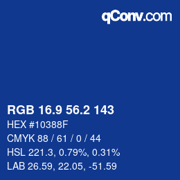 カラーコード: RGB 16.9 56.2 143 | qconv.com
