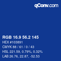 カラーコード: RGB 16.9 56.2 145 | qconv.com