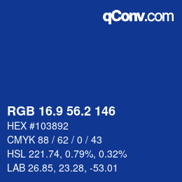 Color code: RGB 16.9 56.2 146 | qconv.com