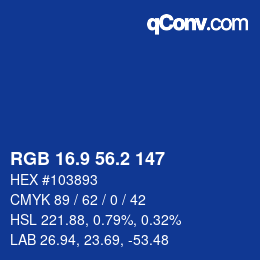Color code: RGB 16.9 56.2 147 | qconv.com