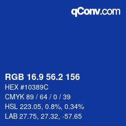 カラーコード: RGB 16.9 56.2 156 | qconv.com
