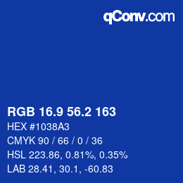 カラーコード: RGB 16.9 56.2 163 | qconv.com