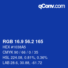 カラーコード: RGB 16.9 56.2 165 | qconv.com