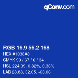 カラーコード: RGB 16.9 56.2 168 | qconv.com