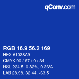 カラーコード: RGB 16.9 56.2 169 | qconv.com