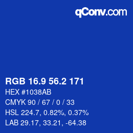 カラーコード: RGB 16.9 56.2 171 | qconv.com