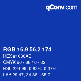 カラーコード: RGB 16.9 56.2 174 | qconv.com