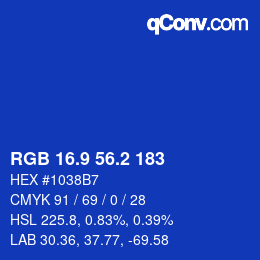 カラーコード: RGB 16.9 56.2 183 | qconv.com