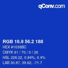 カラーコード: RGB 16.9 56.2 188 | qconv.com