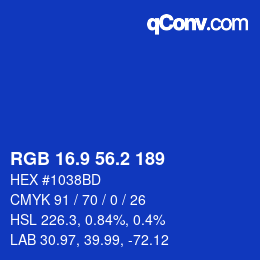 カラーコード: RGB 16.9 56.2 189 | qconv.com
