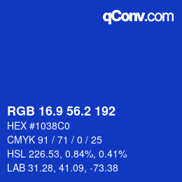 カラーコード: RGB 16.9 56.2 192 | qconv.com