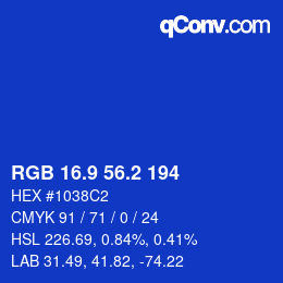 カラーコード: RGB 16.9 56.2 194 | qconv.com