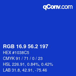 カラーコード: RGB 16.9 56.2 197 | qconv.com