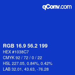 カラーコード: RGB 16.9 56.2 199 | qconv.com