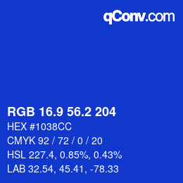 カラーコード: RGB 16.9 56.2 204 | qconv.com