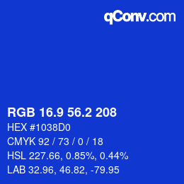 カラーコード: RGB 16.9 56.2 208 | qconv.com