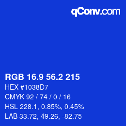カラーコード: RGB 16.9 56.2 215 | qconv.com