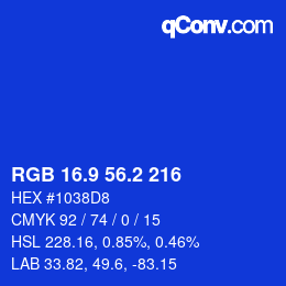 カラーコード: RGB 16.9 56.2 216 | qconv.com