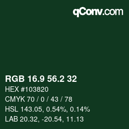 Color code: RGB 16.9 56.2 32 | qconv.com