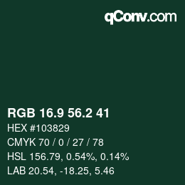 Color code: RGB 16.9 56.2 41 | qconv.com
