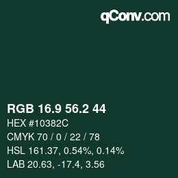 カラーコード: RGB 16.9 56.2 44 | qconv.com