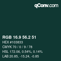 Color code: RGB 16.9 56.2 51 | qconv.com