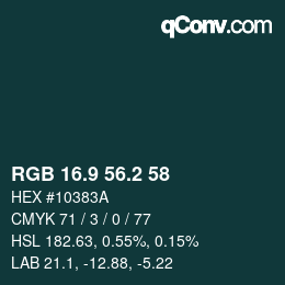 Color code: RGB 16.9 56.2 58 | qconv.com