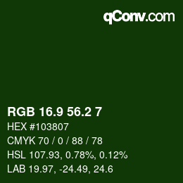 カラーコード: RGB 16.9 56.2 7 | qconv.com