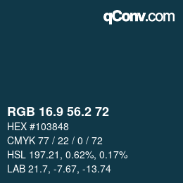 カラーコード: RGB 16.9 56.2 72 | qconv.com