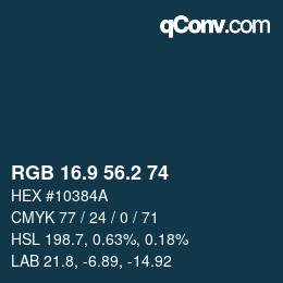 カラーコード: RGB 16.9 56.2 74 | qconv.com