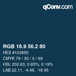 Color code: RGB 16.9 56.2 80 | qconv.com