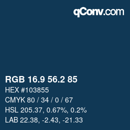 カラーコード: RGB 16.9 56.2 85 | qconv.com