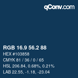 Color code: RGB 16.9 56.2 88 | qconv.com