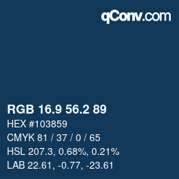 カラーコード: RGB 16.9 56.2 89 | qconv.com