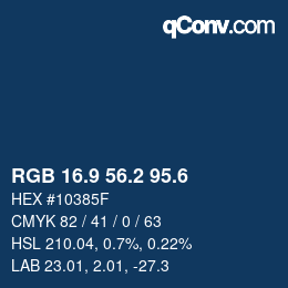カラーコード: RGB 16.9 56.2 95.6 | qconv.com
