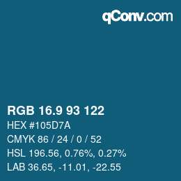 カラーコード: RGB 16.9 93 122 | qconv.com
