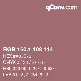 Color code: RGB 160.1 108 114 | qconv.com