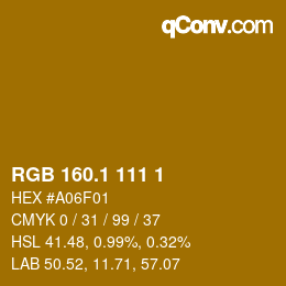カラーコード: RGB 160.1 111 1 | qconv.com