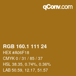 カラーコード: RGB 160.1 111 24 | qconv.com