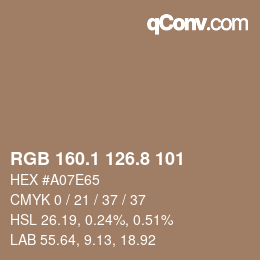 Color code: RGB 160.1 126.8 101 | qconv.com