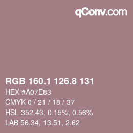 Color code: RGB 160.1 126.8 131 | qconv.com