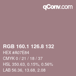 カラーコード: RGB 160.1 126.8 132 | qconv.com